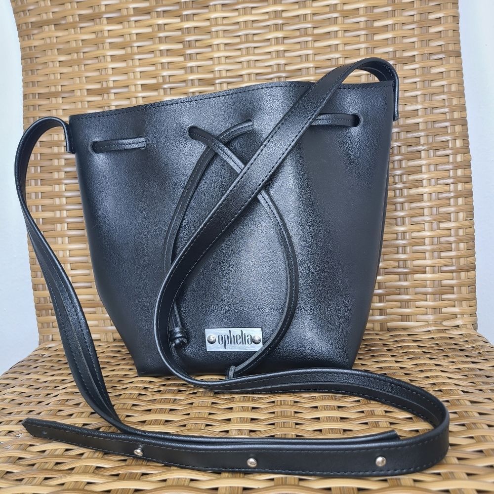 Ophelia Bag Bucket Purse Black Silver Hardware Recycled Leather